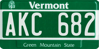 VT license plate AKC682