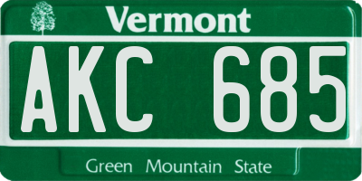 VT license plate AKC685