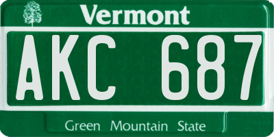 VT license plate AKC687