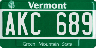 VT license plate AKC689