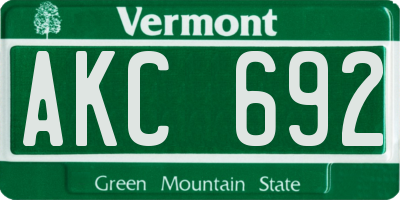 VT license plate AKC692