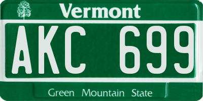 VT license plate AKC699