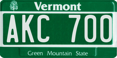 VT license plate AKC700