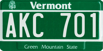 VT license plate AKC701