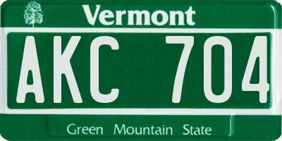 VT license plate AKC704
