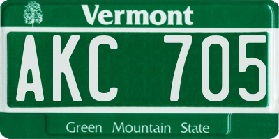 VT license plate AKC705