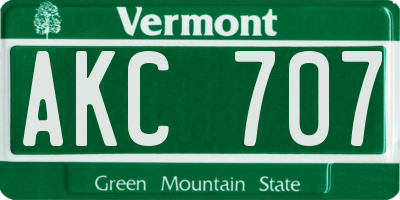VT license plate AKC707