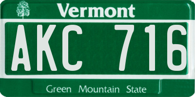 VT license plate AKC716