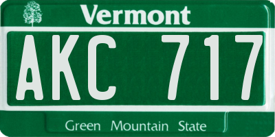 VT license plate AKC717