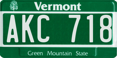 VT license plate AKC718