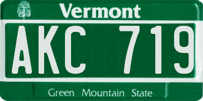 VT license plate AKC719