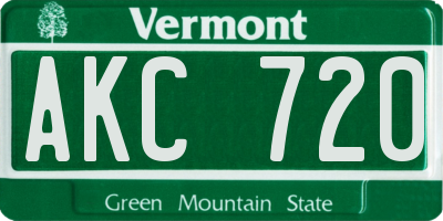 VT license plate AKC720