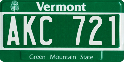 VT license plate AKC721