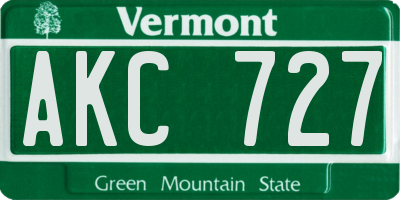 VT license plate AKC727