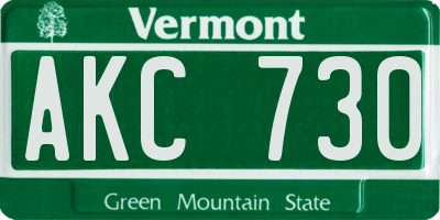 VT license plate AKC730