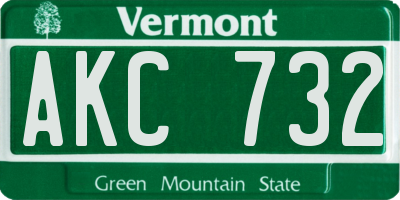 VT license plate AKC732