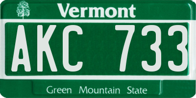 VT license plate AKC733