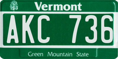 VT license plate AKC736