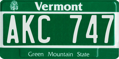 VT license plate AKC747