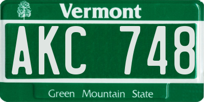 VT license plate AKC748