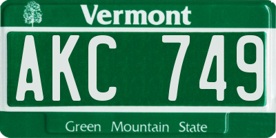 VT license plate AKC749