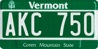 VT license plate AKC750