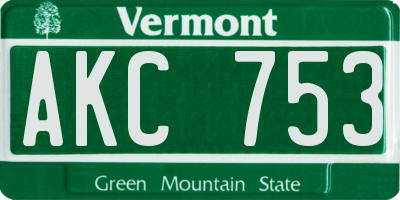 VT license plate AKC753