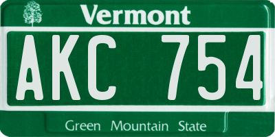 VT license plate AKC754