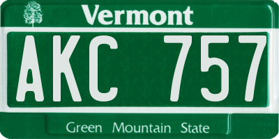 VT license plate AKC757