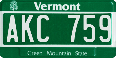 VT license plate AKC759