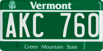 VT license plate AKC760