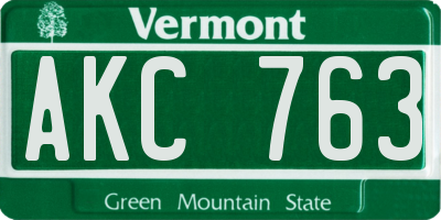 VT license plate AKC763