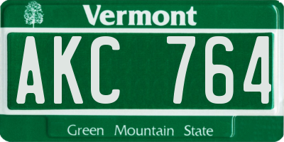 VT license plate AKC764