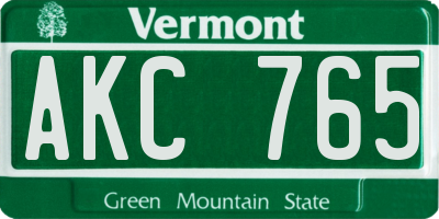 VT license plate AKC765