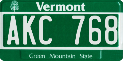 VT license plate AKC768