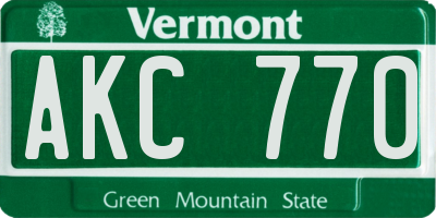 VT license plate AKC770