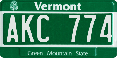 VT license plate AKC774