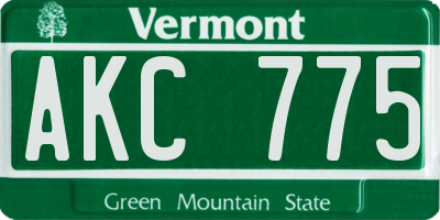 VT license plate AKC775