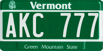 VT license plate AKC777