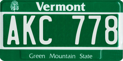 VT license plate AKC778