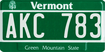 VT license plate AKC783