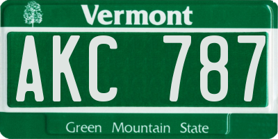 VT license plate AKC787