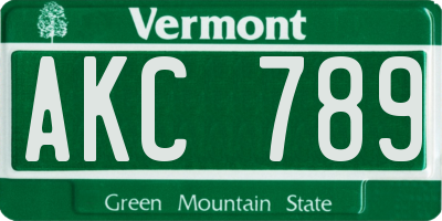 VT license plate AKC789