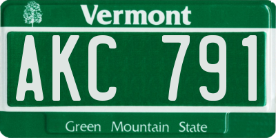 VT license plate AKC791