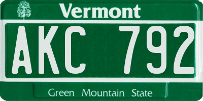 VT license plate AKC792