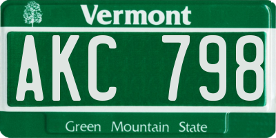 VT license plate AKC798