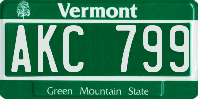 VT license plate AKC799