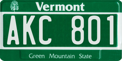 VT license plate AKC801