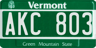 VT license plate AKC803