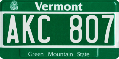 VT license plate AKC807